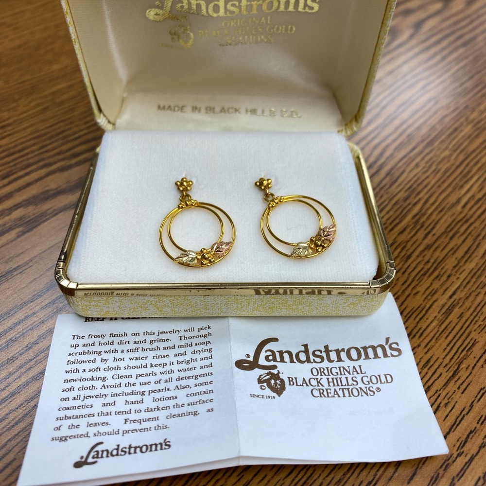 Landstrom’s black hills gold hoop earrings